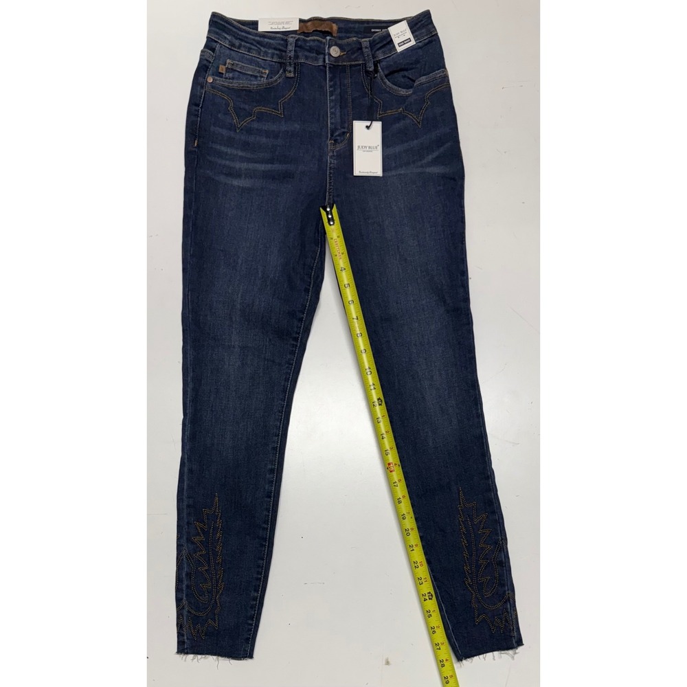 Judy Blue High Waist Skinny Jeans Western Star Embroidery Dark Wash DK 7/28 New